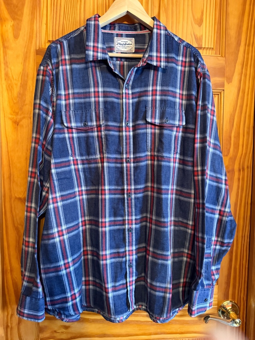 Flag & Anthem XXL Blue, Red and White Plaid Shirt